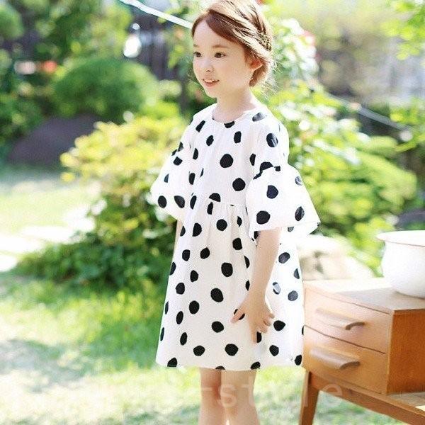 子供服女の子ワンピースドレス半袖ワンピース春夏着ワンピース韓国子供服ジュニアdress通学 通園ワンピキッズ用 100 160cm ドット可愛い 堅実な究極の