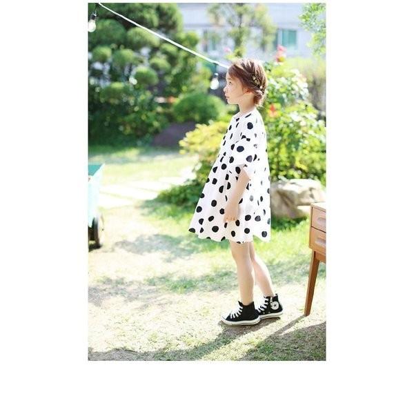 子供服女の子ワンピースドレス半袖ワンピース春夏着ワンピース韓国子供服ジュニアdress通学 通園ワンピキッズ用 100 160cm ドット可愛い 堅実な究極の