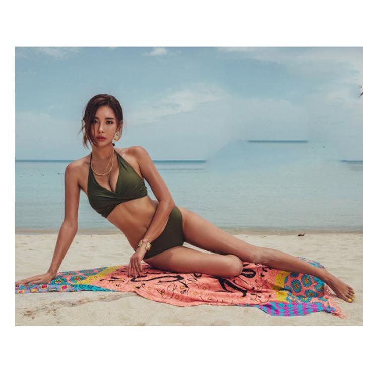 ビキニ セット 水着 セクシー バンドゥ レディース 体型カバー 夏 ノンワイヤー リボン ホルターネック セパレート 韓国風 無地 カーキ オトナ女 |  | 08