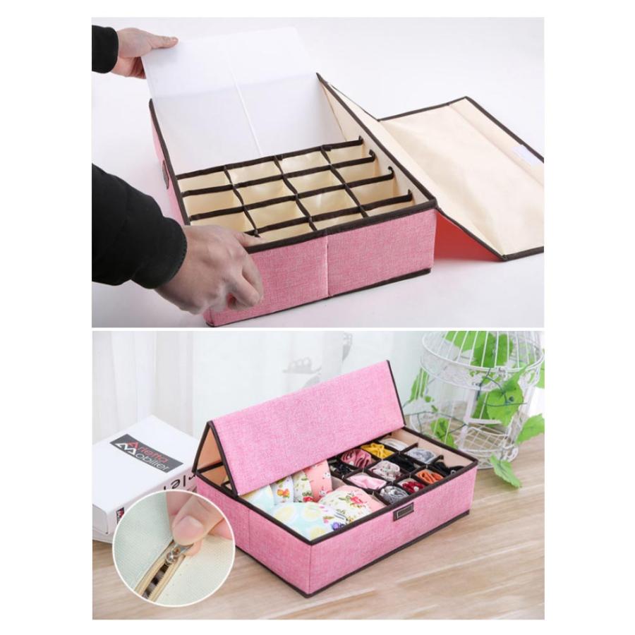 下着収納ボックス 収納ボックス 収納ケース インナーボックス 蓋付き ふた 折りたたみ式 下着収納 仕切り 洗える 靴下収納 小物収納 便利収納 防虫 |  | 16