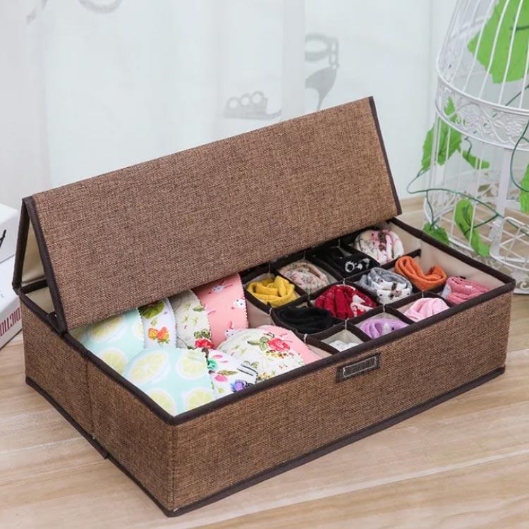 下着収納ボックス 収納ボックス 収納ケース インナーボックス 蓋付き ふた 折りたたみ式 下着収納 仕切り 洗える 靴下収納 小物収納 便利収納 防虫 |  | 02