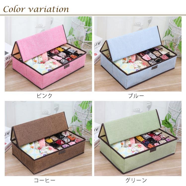 下着収納ボックス 収納ボックス 収納ケース インナーボックス 蓋付き ふた 折りたたみ式 下着収納 仕切り 洗える 靴下収納 小物収納 便利収納 防虫 |  | 06