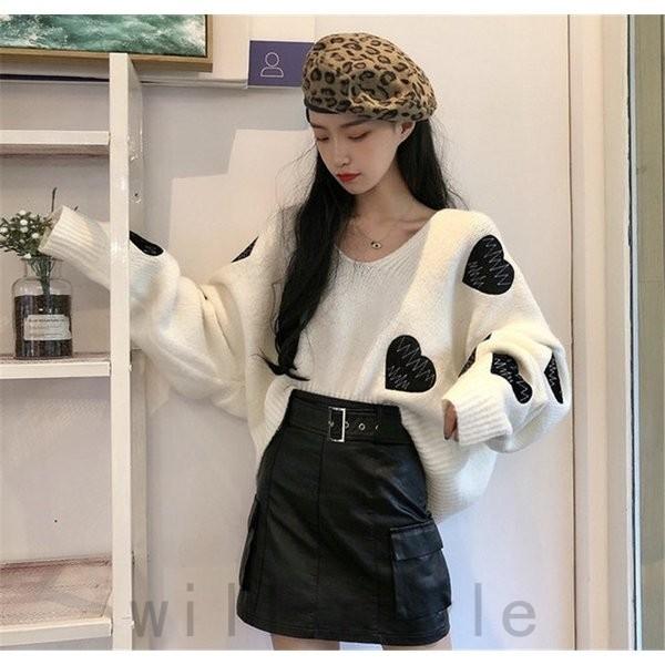 ハート柄セーターvネック韓国オルチャンストリート原宿かわいいショート丈デート服セクシーゆめかわロリィタレディース冬 Joy 1zi0to4t Will Style 通販 Yahoo ショッピング