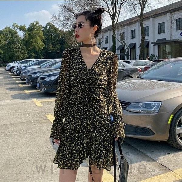 レディースファッション B品セール シフォンワンピース韓国オルチャンストリート花柄シャーリングvネックきれいめ原宿系ショート丈 Zwmxkntzfo Shahjahanmosque Org Uk