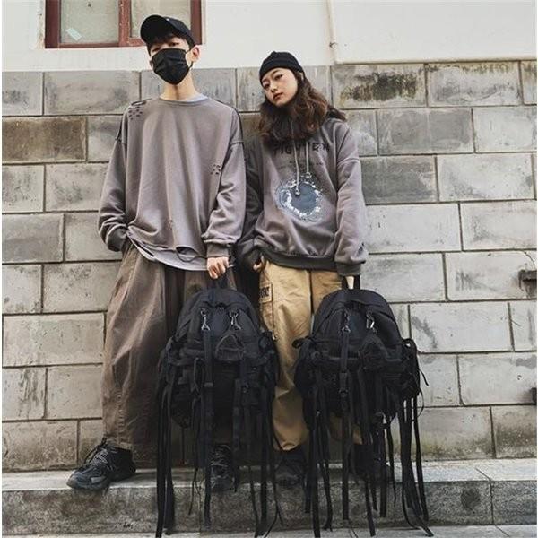リュック韓国オルチャンストリートv系原宿系黒ストラップリボン大容量通勤hiphopサブカルバックパックバッグレッスン Joy Hwhzbrf0 Will Style 通販 Yahoo ショッピング