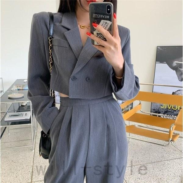 セットアップスーツ韓国オルチャンストリートダンス衣装原宿系hiphopv系ショート丈ジャケットボトムストップス 5 Off