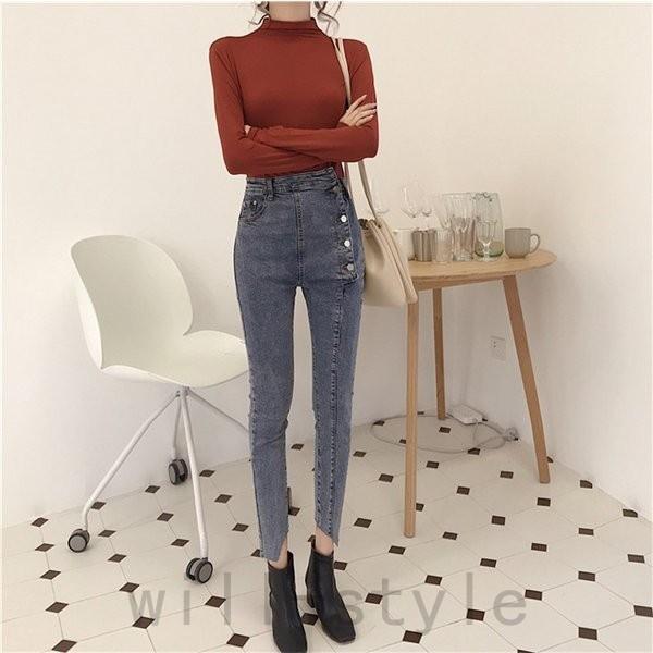 ファッション 22年最新版 高級感溢れる スキニーデニムパンツ韓国オルチャン原宿ストリートきれいめジーンズボタンフライハイウエストボトムスレディース 567sszcg2n Wrestlesquare Com