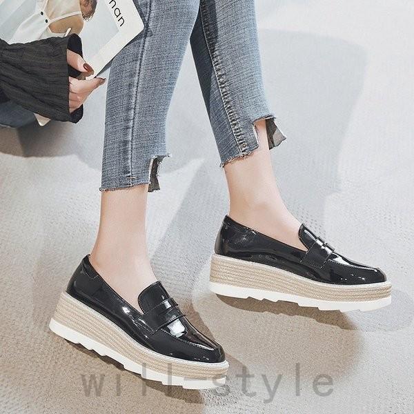 厚底ローファースリッポン韓国オルチャンストリートきれいめエナメル合皮原宿系pu楽ちんスニーカーシューズ靴 Joy Ow4qbchp Will Style 通販 Yahoo ショッピング