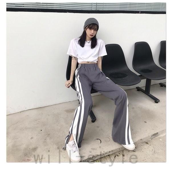 ラインパンツ韓国オルチャンストリートダンス衣装スリット原宿系ジャージスラックスレッスン着ボトムス Joy Umferkyx Will Style 通販 Yahoo ショッピング