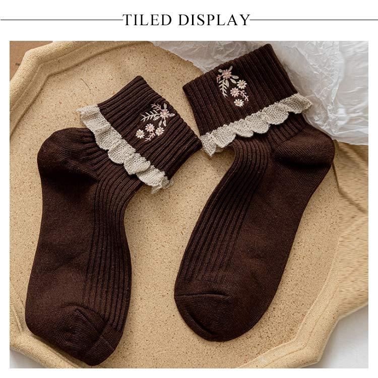 ソックス 2足セット レースフリル ガーリー かわいい ショート靴下 ショートソックス レディース フリルソックス コットン レース 花柄刺繍 靴下 |  | 16