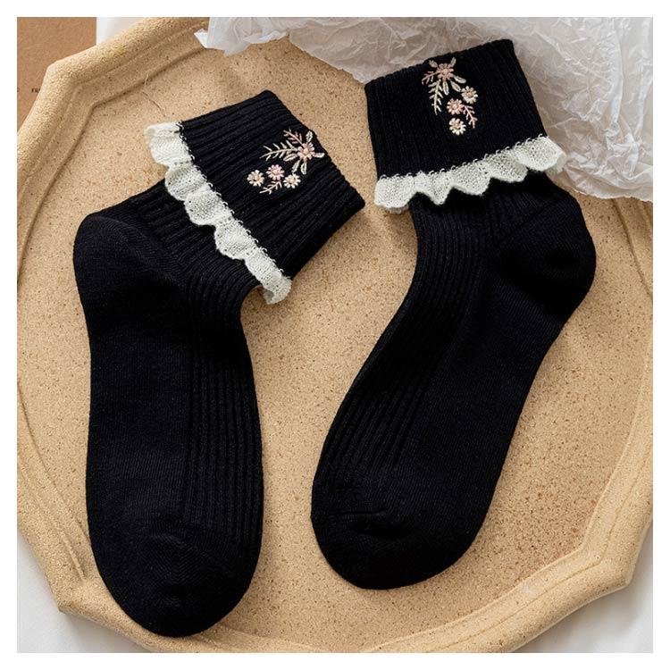 ソックス 2足セット レースフリル ガーリー かわいい ショート靴下 ショートソックス レディース フリルソックス コットン レース 花柄刺繍 靴下 |  | 17
