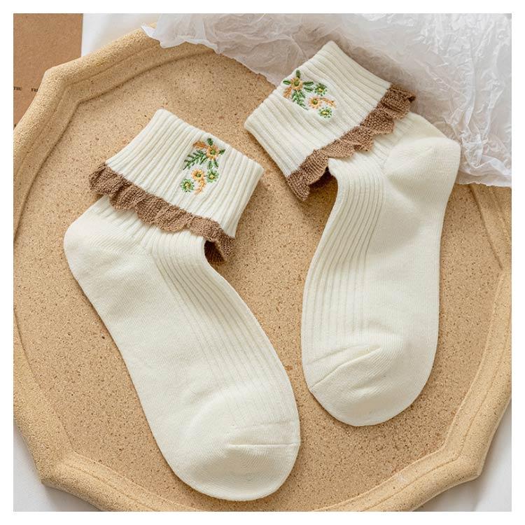 ソックス 2足セット レースフリル ガーリー かわいい ショート靴下 ショートソックス レディース フリルソックス コットン レース 花柄刺繍 靴下 |  | 18