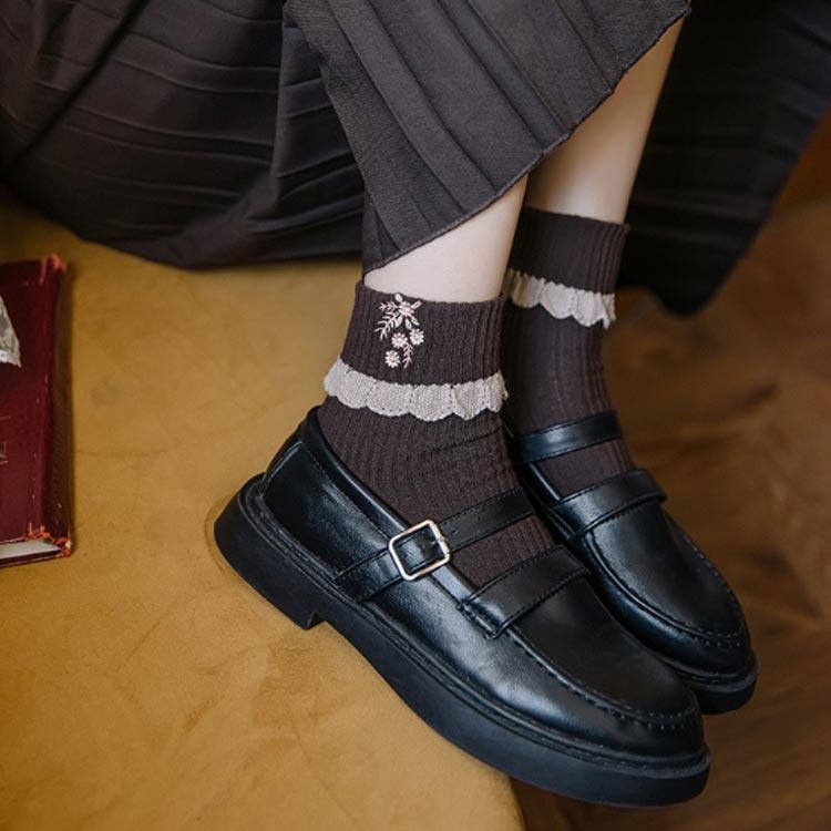 ソックス 2足セット レースフリル ガーリー かわいい ショート靴下 ショートソックス レディース フリルソックス コットン レース 花柄刺繍 靴下 |  | 03