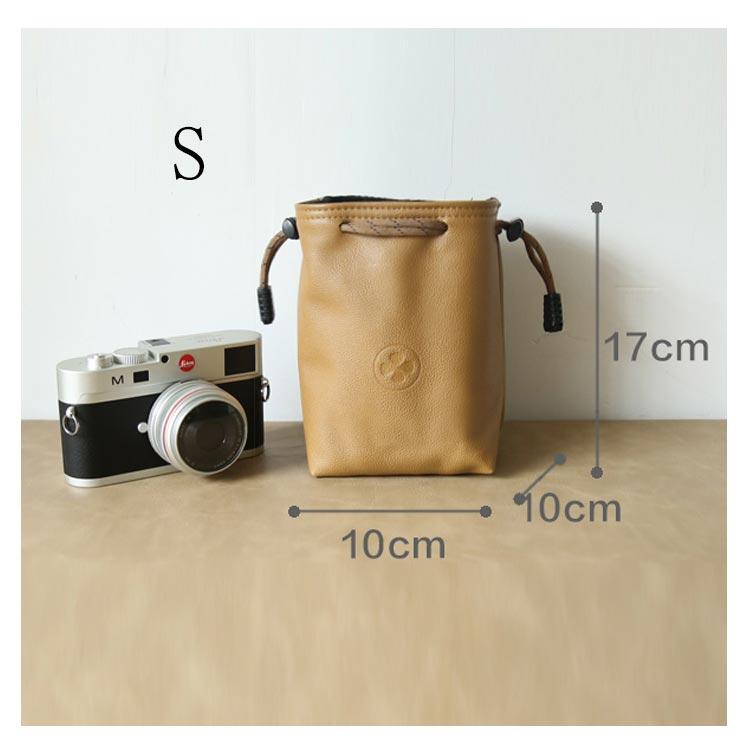 送料無料 カメラポーチ 巾着型 カメラレンズポーチ カメラケース ミラーレス レンズポーチ 合皮製 PUレザー デジカメ 一眼レフ 女子 バッグインバ |  | 12