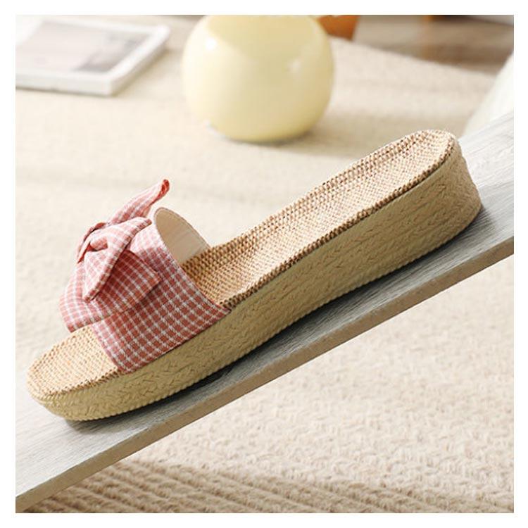 レディース 四節 リネンスリッパ チェック柄 軽量 履きやすい 夏 厚底 リボン かわいい ルームシューズ シューズ 夏靴 ルーム ロヒール 女性 シ |  | 11