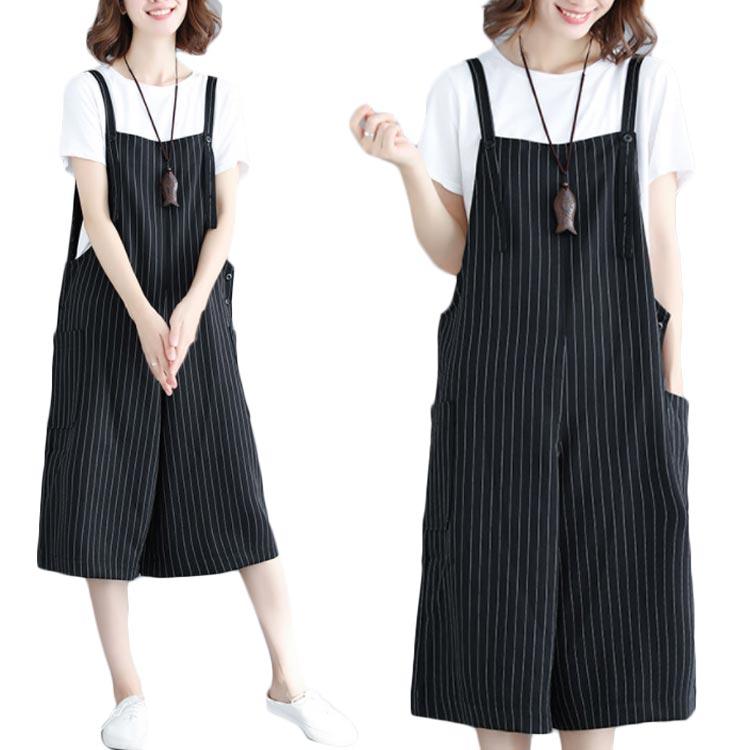 サロペットパンツ レディース サロペット パンツ 夏 ボーダー 大きサイズ ゆったり 七分丈 着痩せ ワイドパンツ ボトムス オールインワン オーバー | 