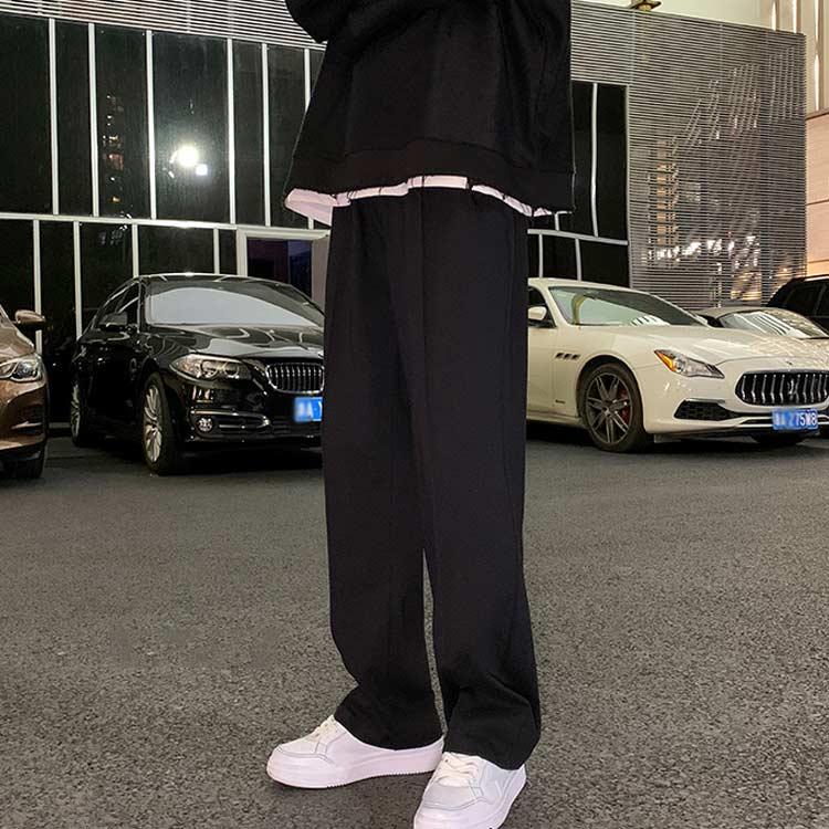 スウェットパンツ 無地 ストレート ロングパンツ メンズ イージーパンツ ポケットあり カジュアル 薄手  ユニセックス ウェストゴム 原宿系 ストリ |  | 01