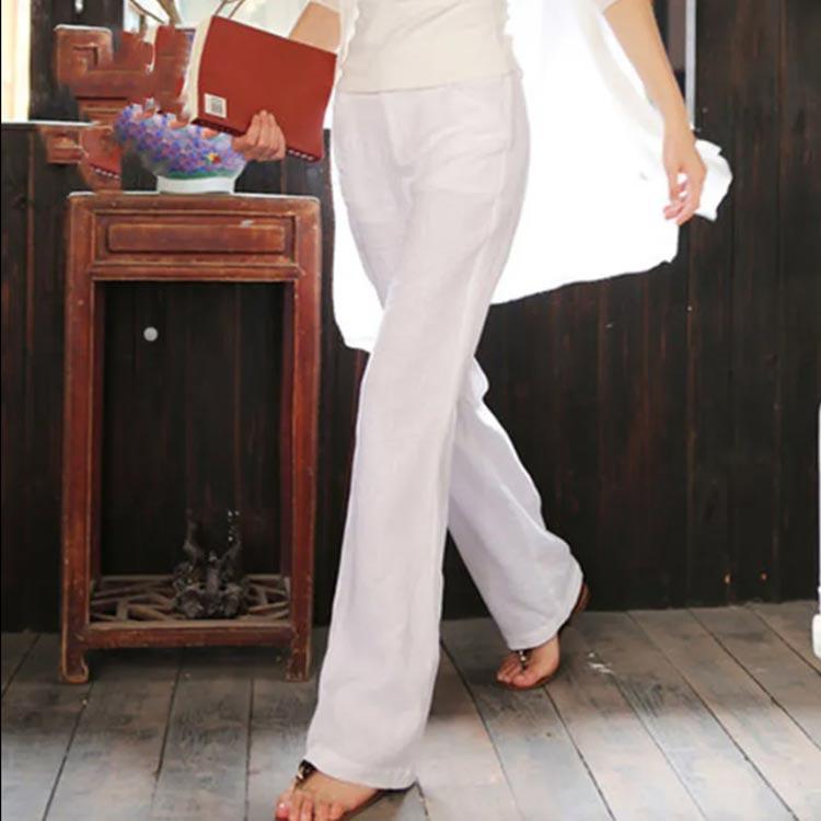 綿麻パンツ ベイカーパンツ ワイドパンツ ガウチョパンツ リラックス リネンパンツ ロングパンツ ベルボトム ブーツカット ウエストゴム 美脚シルエッ |  | 03