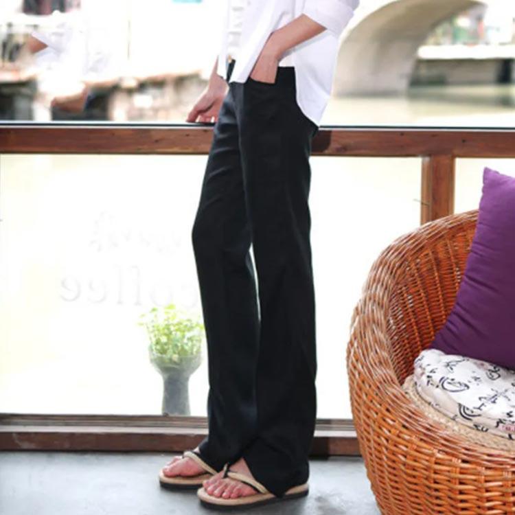 綿麻パンツ ベイカーパンツ ワイドパンツ ガウチョパンツ リラックス リネンパンツ ロングパンツ ベルボトム ブーツカット ウエストゴム 美脚シルエッ |  | 04