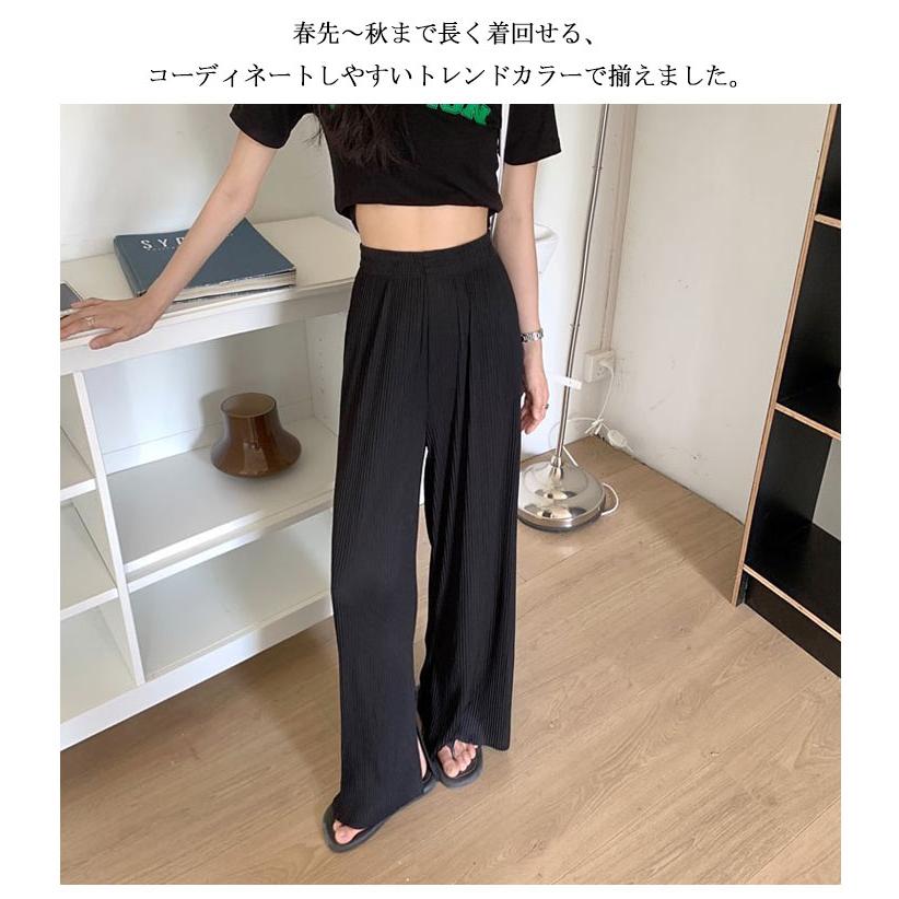 送料無料 切れるパンツ プリーツパンツ シフォン ワイドパンツ プリーツ ウェストゴム ロング丈 パンツ ガウチョパンツ ボトムス プリーツパンツ リ |  | 10