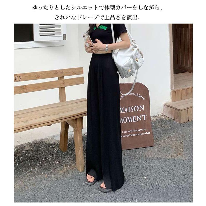 送料無料 切れるパンツ プリーツパンツ シフォン ワイドパンツ プリーツ ウェストゴム ロング丈 パンツ ガウチョパンツ ボトムス プリーツパンツ リ |  | 11