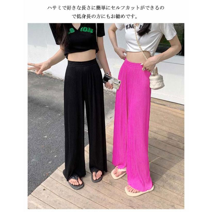 送料無料 切れるパンツ プリーツパンツ シフォン ワイドパンツ プリーツ ウェストゴム ロング丈 パンツ ガウチョパンツ ボトムス プリーツパンツ リ |  | 12