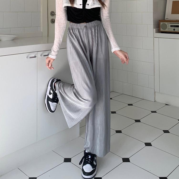 送料無料 切れるパンツ プリーツパンツ シフォン ワイドパンツ プリーツ ウェストゴム ロング丈 パンツ ガウチョパンツ ボトムス プリーツパンツ リ |  | 01