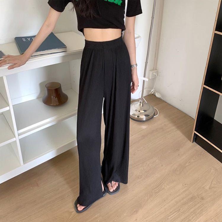 送料無料 切れるパンツ プリーツパンツ シフォン ワイドパンツ プリーツ ウェストゴム ロング丈 パンツ ガウチョパンツ ボトムス プリーツパンツ リ |  | 02