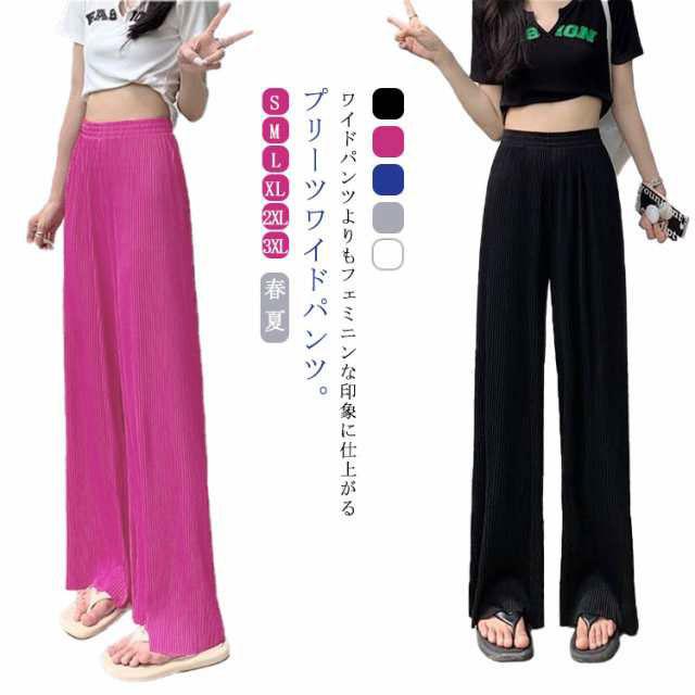 送料無料 切れるパンツ プリーツパンツ シフォン ワイドパンツ プリーツ ウェストゴム ロング丈 パンツ ガウチョパンツ ボトムス プリーツパンツ リ |  | 05