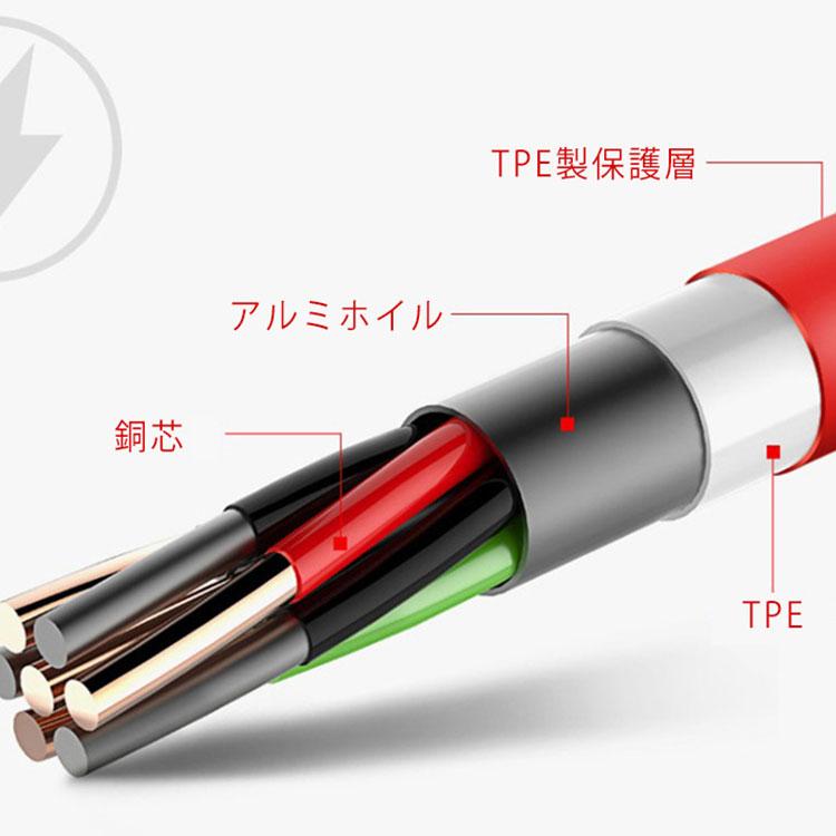 iPhone 充電 ケーブル 巻き取り ケーブル 3in1 巻き取り式 充電ケーブル USBケーブル 充電 ケーブル コード Lightning Ty |  | 02