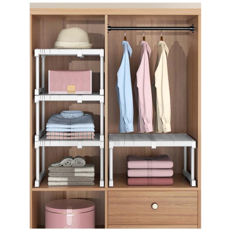 押し入れ 伸縮 収納棚 収納ラック クローゼット 押入れ整理棚 幅伸縮 押入れ収納 押入れラック 衣類収納 シンク下ラック 食器棚 置き型 スライド式 |  | 13