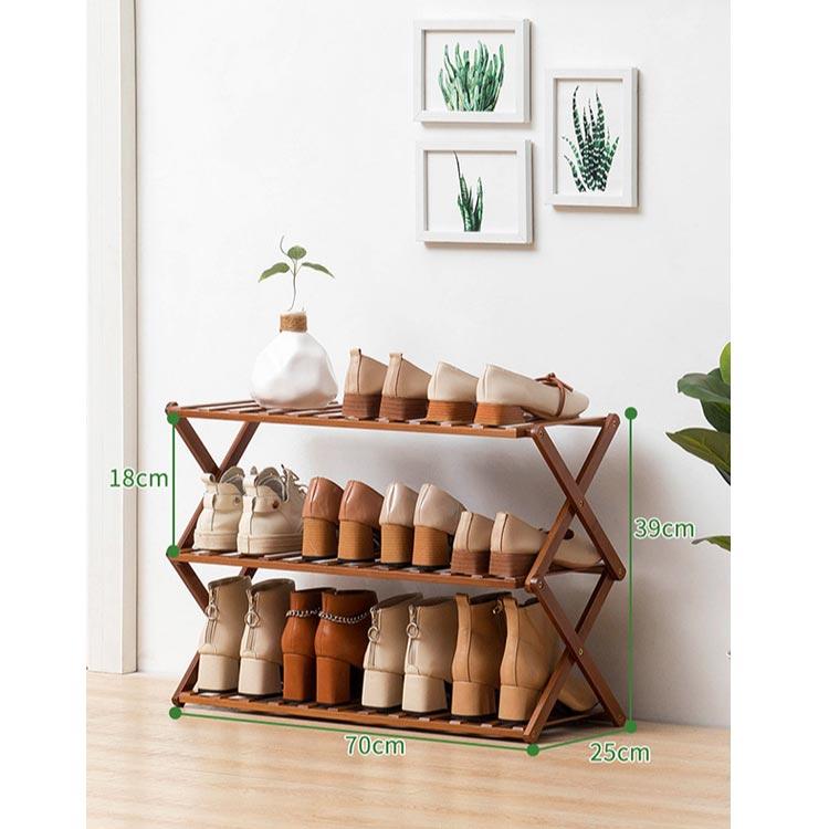 シューズラック 折りたたみ 竹製 シューズラック 3段 シューズ収納 下駄箱 靴箱 大容量 スリム 靴棚 下足箱 コンパクト 伸縮 省スペース 組立不 |  | 02