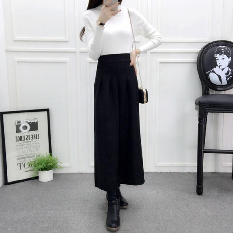 ガウチョパンツ ウール混 パンツ 9分丈 スカンツ スカーチョ ボトムス ハイウエスト ワイドパンツ レディース 送料無料 秋冬 あったか ガウチョパ |  | 03