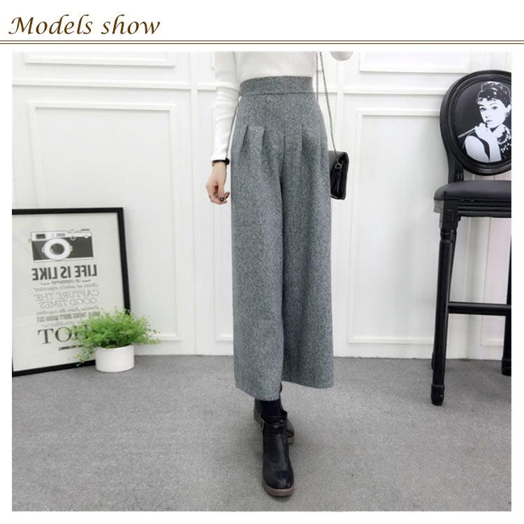 ガウチョパンツ ウール混 パンツ 9分丈 スカンツ スカーチョ ボトムス ハイウエスト ワイドパンツ レディース 送料無料 秋冬 あったか ガウチョパ |  | 07