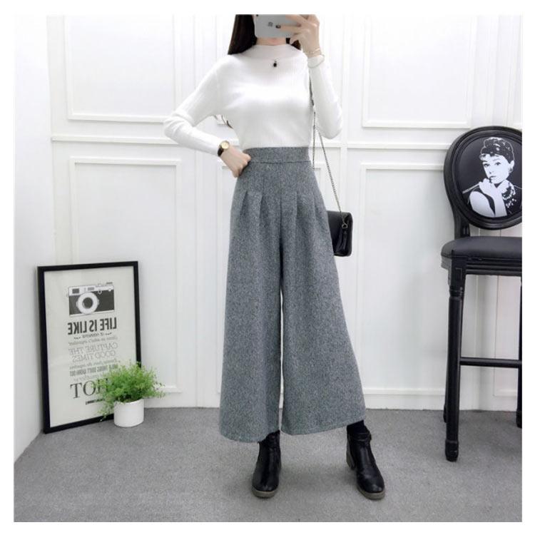 ガウチョパンツ ウール混 パンツ 9分丈 スカンツ スカーチョ ボトムス ハイウエスト ワイドパンツ レディース 送料無料 秋冬 あったか ガウチョパ |  | 08