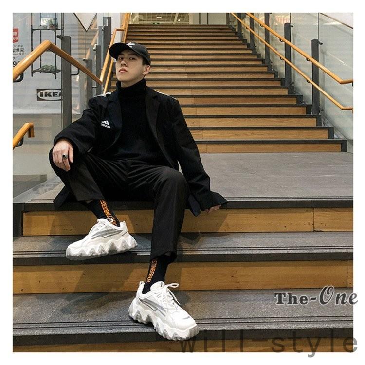 ダッドスニーカー メンズ 厚底スニーカー シューズ ボリューム 厚底 光る 韓国ファッション 靴 白スニーカー Will0113 Will Style 通販 Yahoo ショッピング