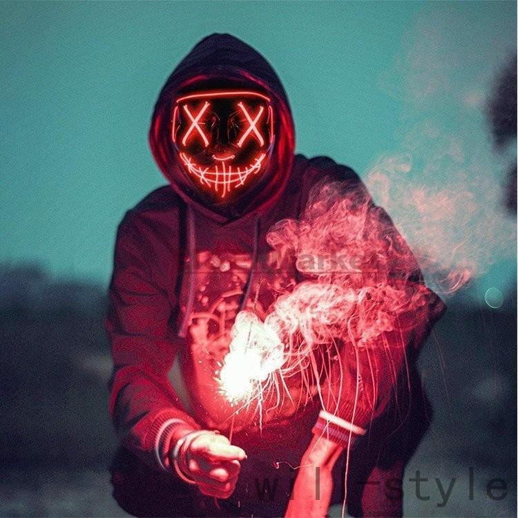最大76%OFFクーポン コスプレ メンズ ネオンマスク LED 仮面 パーティー イベント フェス コスチューム マスク 仮装 Halloween 光る ダンス ハロウィン クリスマス 新年 ハロウィンマスク ホラーマスク 面白い LED光仮面 コスプレ小物 変身