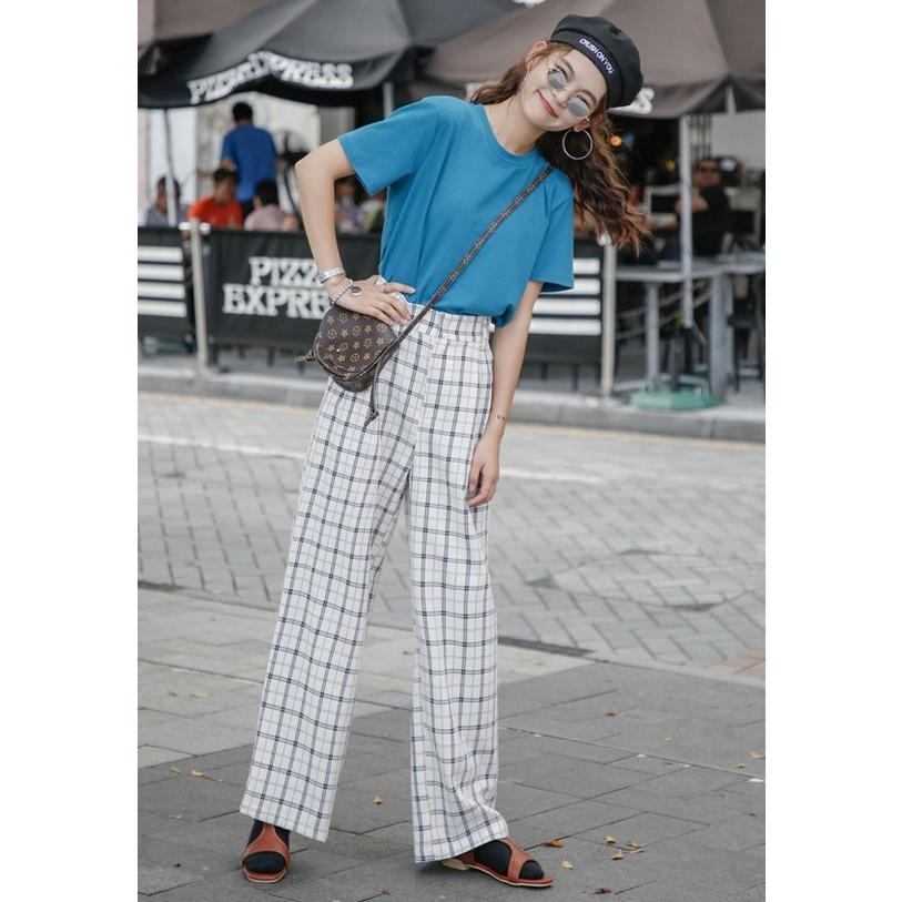 ワイドギンガムチェックパンツ レディース ギンガムチェック ワイドパンツ ストレッチ テーパード ガウチョ L100 0166 Supersport Tn