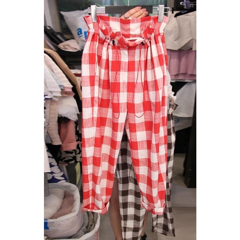 個性派必見ギンガムチェックパンツ レディース ギンガムチェック ワイドパンツ ストレッチ テーパード ガウチョ L100 0185 Czpharma Vn