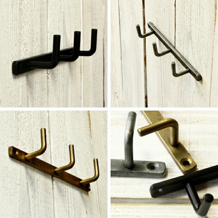 壁掛けフック 金具 アンティーク フック ウォールフック キーフック 壁掛け トリプル 壁フック アイアンフック 3連 |  | 02