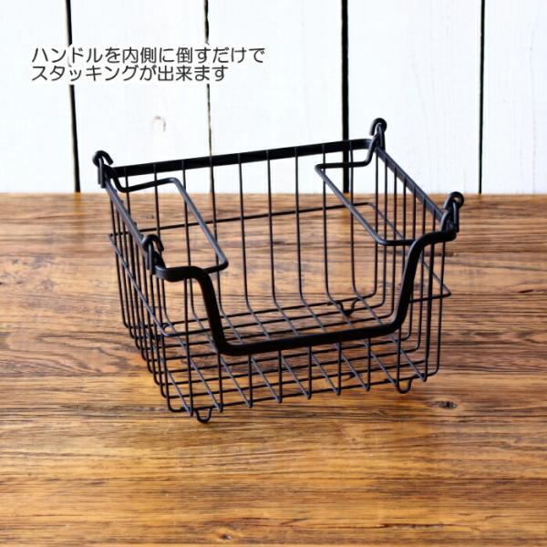 かご バスケット カゴ ワイヤーバスケット 収納カゴ 収納バスケット おしゃれ 籠 収納 籠バスケット スタッキングバスケット 持ち手 アイアン アンティーク 雑貨 |  | 04