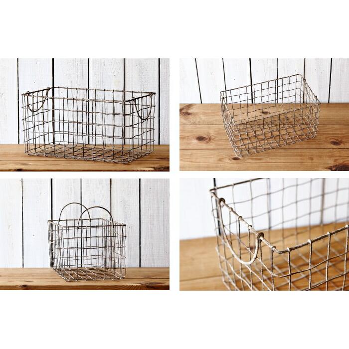 かご バスケット カゴ ワイヤーバスケット 収納カゴ ガーデニング 収納バスケット アイアン グレー |  | 03
