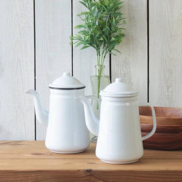 コーヒーポット 直火 ホーロー おしゃれ ケトル ポット 琺瑯 食洗器対応 1300ml |  | 01