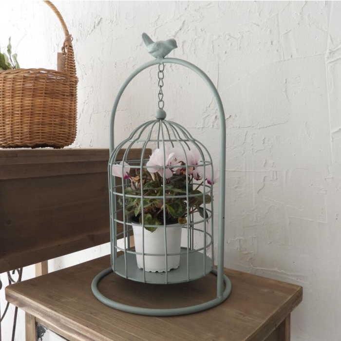 ヴィンテージ　アイアンフラワースタンドプランターラック 花台 ミントグリーン ヴィンテージ アイアンフラワースタンドプランターラック 花台