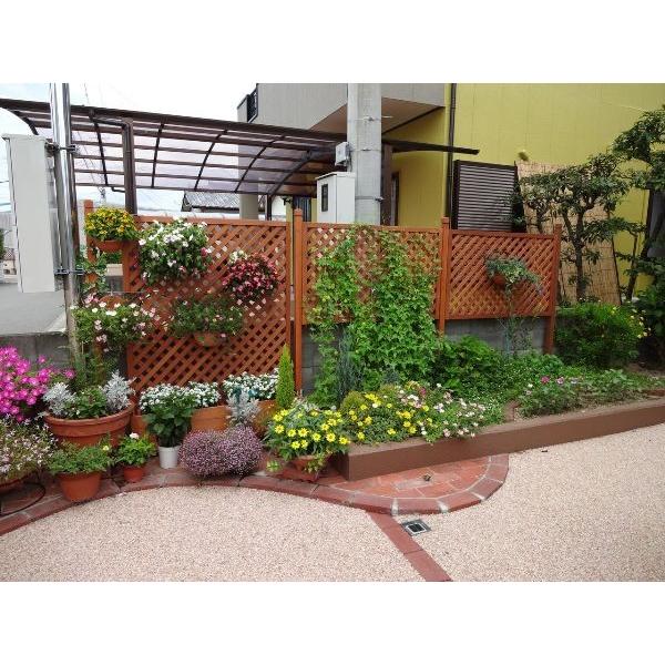 No7130【チーク】ラティス付き ミニ ウッドプランターとNo2051脚長2台