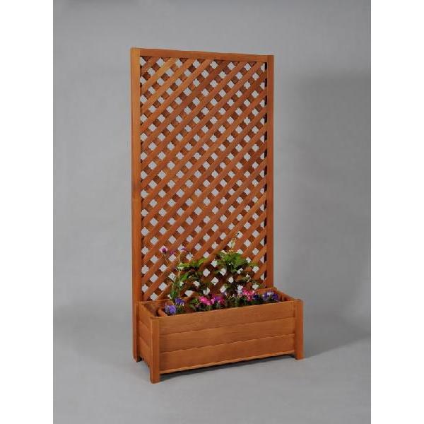 プランター付き 特注ラティスフェンス匠 目隠し ななめ格子 チーク色