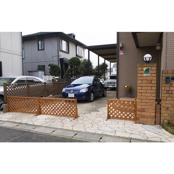 特注ラティス駒寄せ匠 並大抵 ななめ透かし彫り チーク色 木製 高さ＋横幅＝足し加える240糎以内(2台10%銀行割引・3台以上20%銀行割引：ご申し付ける後に銀行割引) 日本製