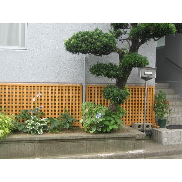特注ラティス駒寄せ匠 つつみ隠し 縦横透かし彫り パイン色 木製 高さ＋横幅＝足し加える120糎以内(2台10%銀行割引・3台以上20%銀行割引：ご申し付ける後に銀行割引) 日本製