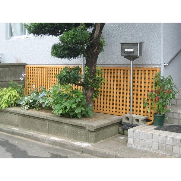 特注ラティス駒寄せ匠 つつみ隠し 縦横透かし彫り パイン色 木製 高さ＋横幅＝足し加える120糎以内(2台10%銀行割引・3台以上20%銀行割引：ご申し付ける後に銀行割引) 日本製