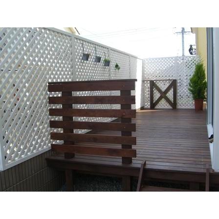 特注ラティスフェンス匠 目隠し ななめ格子 ホワイト 木製 高さ＋横幅